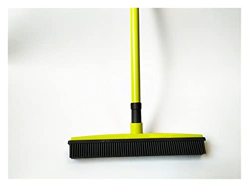 Kratzfreie lange Schubbesen Tierhaare Besen Hartholz Teppich Besen und Kehrschaufel Combo (Color : Yellow) (White)