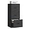 VASAGLE Meuble de Bureau, Meuble de Rangement, Support pour Imprimante, avec 3 Tiroirs Verrouillables, Tringles Réglables, Compatible avec Formats A4, Noir d'encre OFC055B16