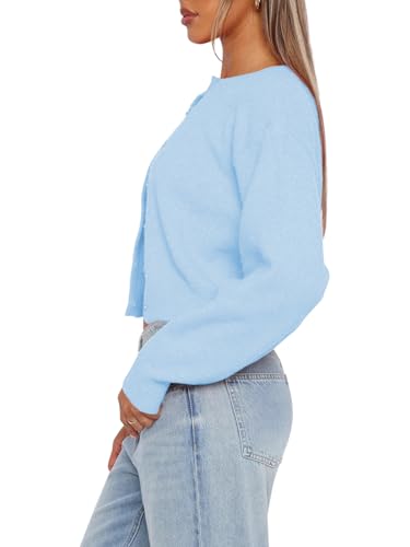 Balimtoy Women's Cropped Cardigan Sweaters Long Sleeve Button Down Sweaters Knit Cardigan Cute Y2k Open Front Crop Top2