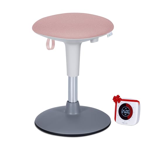 Classroom & Home Wobble Stool for Kids Ages 6–12; Adjustable Wobble Stools for Classroom Seating; Flexible Seating; Ergonomic Wobble Chair for Kids; Wiggle Stool; Bonus Visual Timer (Candy Pink)