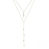 Handcrafted Original Design Y Lariat Necklace – S925 Sterling Silver Deep V Cubic Zirconia Pendant Necklace for Women, 14K Gold or White Gold Plated, Elegant Handmade Jewelry