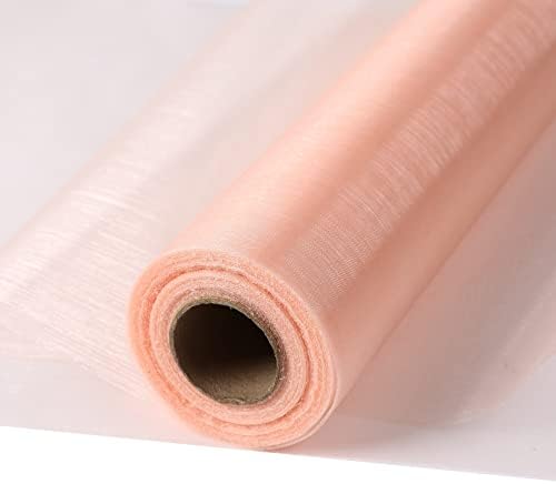 30 m x 30 cm Fabric Table Runner Tulle Roll Organza Transparent Roll of Organza Sheer Fabric Elegant Decorative Cloth for Wedding Chair Table Decoration DIY Crafts (Ivory)