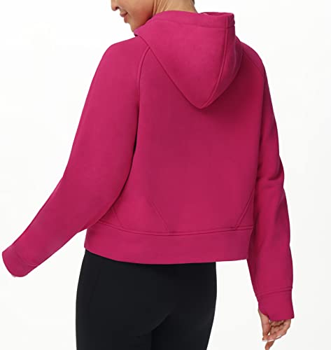 THE GYM PEOPLE Women's Full-Zip Up Hoodies Jacket Fleece Workout Crop Tops Sweatshirts with Pockets Thumb Hole3