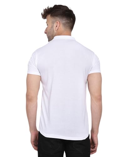 Image of Men's Half Sleeve Shirt - Spread Collar Casual Shirt with Double Flap Pockets - Slim Fit Cotton Blend Button-Down