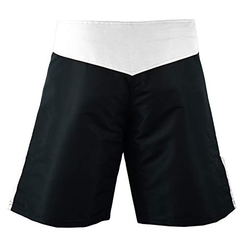 MAX5 MMA BJJ Mixed Martial Arts Shorts Cross Training Muay Thai Workout Shorts (White, Large)