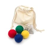 Glaciart One Wool Ball Cat Toy – 4 Pcs Rechargeable Catnip Infused - Soft Fuzzy Enrichment 100% Natu