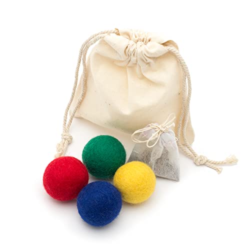Glaciart One Wool Ball Cat Toy – 4 Pcs Rechargeable Catnip Infused - Soft Fuzzy Enrichment 100% Natural Felt Cat Toy - Interactive Play Cat Toy Set - Safe For Pets, Non-Azo Colored Dyes – 1.2” #TOP13
