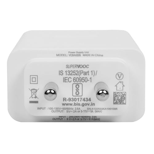Image of Gwings 100W SuperVooc Charger Adapter with USB to C Dash SUPERVOOC Cable Compatible with 12 /12r /11 /11R /10 /10R /9 /9R /Nord 4 / Ce4 / Ce3 / Ce4 Adaptor