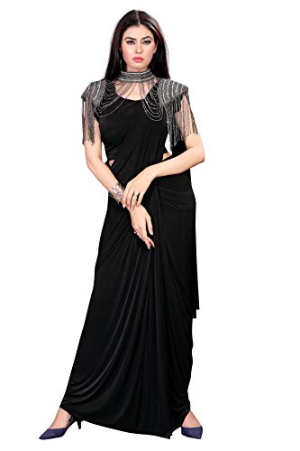 Sari indien lycra prêt à porter en 1 minute noir pour soirée 3XL