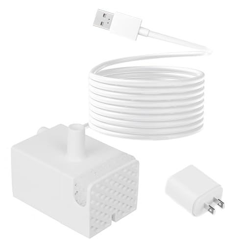 SIBAYS Ersatz-Wasserpumpe für 15 Liter großen Hundewasserbrunnen, USB 5V 1A katzenbrunnen pumpe mit LED Licht – Sorgt für kontinuierlichen Wasserfluss, extrem leise, weiß