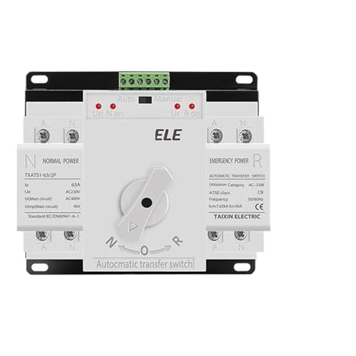 Inverseur de source automatique ATS 2P 125A pour tableau électrique domestique et monophasé