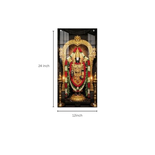 Image of Tirupati Balaji God Acrylic Lord Venkateswara wall decor temple 12x23inch