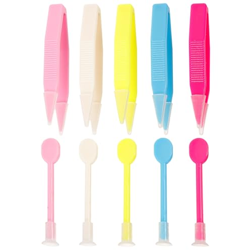 Beavorty 10 Piezas Pinzas de Colores Forma de Palitos para Removedor de Lentes Pinzas para Lentes Succión Viajes