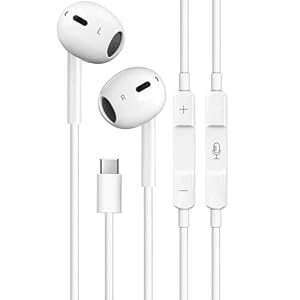 USB C Wired Earphones for iPhone 17 16 15 Pro Max/Plus, Wired headphones USB C with Microphone & Volume Control, Type C Earphones Compatible for Samsung Galaxy S26 S25 S24 S23 S22/Ultra/Note/A/Series