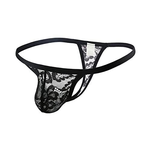 JEShifangjiusu Mens Sissy Lace Panties Hollow Floral Low Waist Boxer Briefs Underwear Sheer See Thru Bikini Underpant