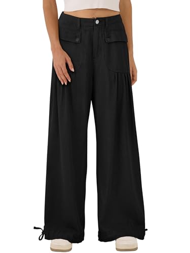 ANRABESS Women's Baggy Jeans 2025 Fashion Mid Rise Tie Ankle Wide Leg Harem Palazzo Denim Pants with Pockets