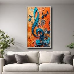 Toile musique clé de sol bleue de qualité supérieure
