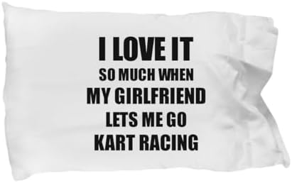EzGift Kart Racing Pillowcase Funny Gift Idea for Boyfriend I Love It When My Girlfriend Lets Me Novelty Gag Sport Lover Joke Pillow Cover Case Set image 3