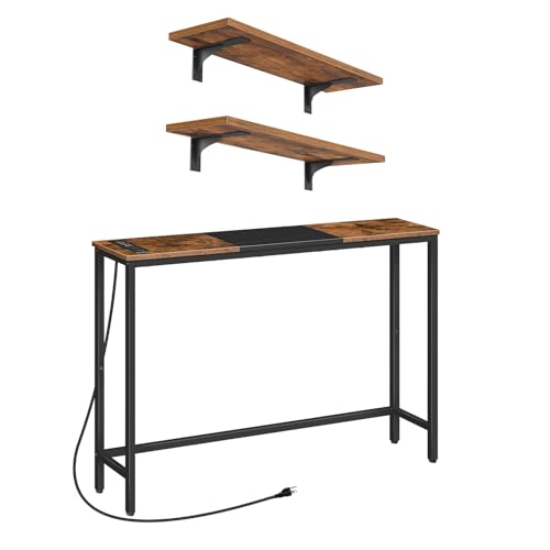 HOOBRO Narrow Console Table with Power Outlets, 44.9-Inch Sofa Table,