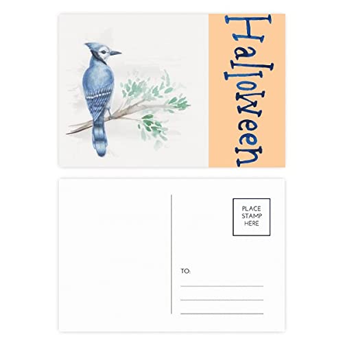 Cartes postales Halloween art déco lot de 20 avec perroquet bleu pour correspondance festive