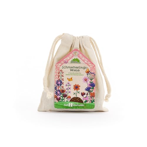 Semillas de flores silvestres con mezcla de flores silvestres para mariposas en bolsa de algodón | Bombas de semillas para flores silvestres coloridas para jardín, balcón y terraza