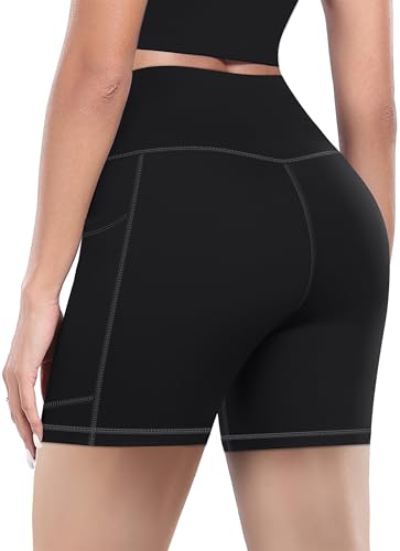 MIRITY High Waist Workout Biker Shorts with Pockets for Women - Buttery Soft Workout Yoga Shorts Pack of 13