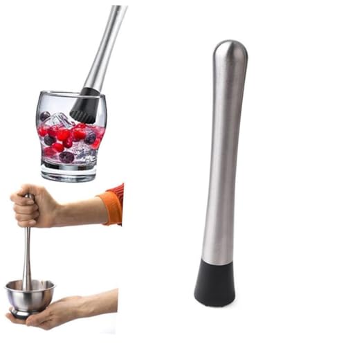 OUNONA 2 Pcs 304 Swizzle Stick Stainless Steel Bar Mixer Stainless Steel Party Bar Mixer Fruit Ice Crusher Cocktail Shaker Barware Bar Tool Silver re-usable