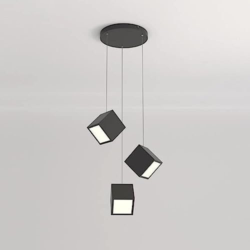 Lustre suspension contemporaine noire en acrylique de haute qualité avec LED 12W cubique