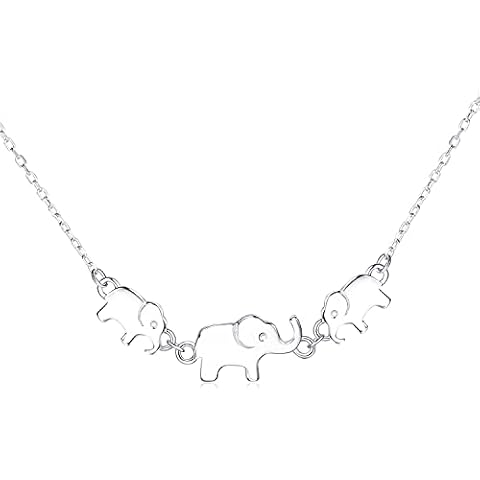 BlingGem 3 Elephants Necklace for Women 925 Sterling Silver Elephants Symbol 3 Generations Necklace Animal Jewelry Gifts for Mom Wife Family Cover