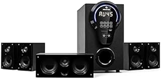 auna Areal 525 DG 5.1-Channel Surround System, Home Cinema System, Power: 125 Watts RMS, 5.25â€ Subwoofer, 4 x Satellites, 1 x Centre, Bluetooth Function, USB/SD Port, AUX Input, Black