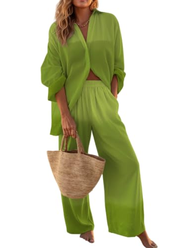 Epanus Women's Neon Green Gradient 2 Piece Outfit, Long Sleeve