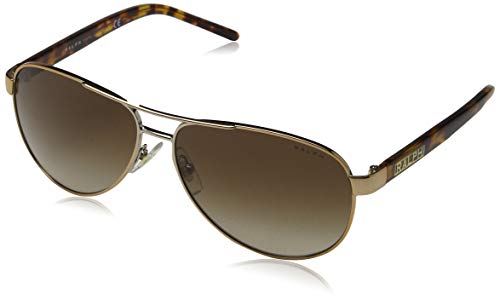 Ralph by Ralph Lauren Women's RA4004 Aviator Metal Sunglasses, Brown/Tortoise/Brown Gradient, 59 mm