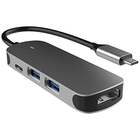 USB C Hub Multiport Adapter, 4-in-1 USB-C Hub with 4K HDMI, 100W Power Delivery, USB-A 2.0, USB-A 3.0 5Gbps Data Ports, Compatible with MacBook Pro/Air, Galaxy Book, Surface Pro, XPS, iPad Pro & More Cover