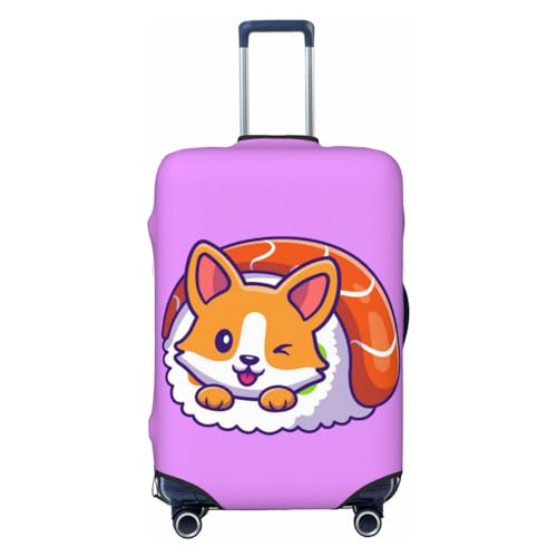 VOSERY Travel Luggage Cover - Corgi In Sushi Roll Washable Suitcase Covers Protector Fits 18-32 Inch Luggage