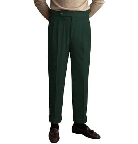 Men's Corduroy Pants Business Flat-Front Suit Pants Fashion Casual Long Trousers