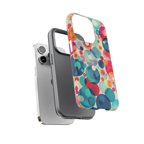Coque iPhone 14 Pro cercles colorés idéale au bureau et en soirée