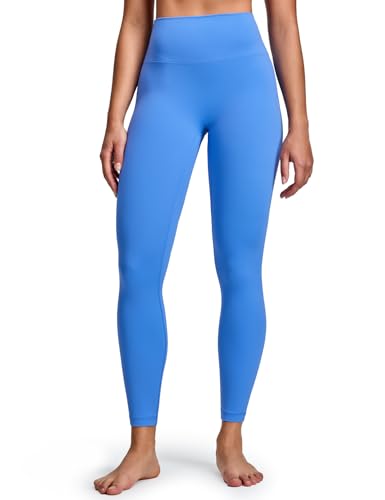 HeyNuts No Front Seam Leggings for Women High Waisted Seamless Workout Leggings Compression Tummy Control Buttery Soft 7/8 Lounge Yoga Pants 25 Rippling Blue M(8/10)