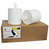 KURTT 6 Handtuchrollen ohne innenhülse! 300M, 1lagig Zellulose Papierrollen, Putztuchrolle für Industrie, Werkstatt und Restaurant (Weiß, 300M, Zellulose)