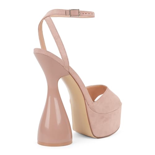 Image of LISHAN Women's Platform Heeled Sandals Slingback Block High Heels