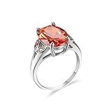 GYOEI 925 Sterling Silver Large Carat Oval Cut Twilight Orange Mystic Quartz Orange Gemstone Ring Cubic Zirconia Rings Eternity Engagement Wedding Band Ring for Women HM445 (7)