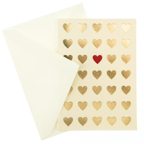 Image of Graphique Lots of Love La Petite Presse Boxed Notecards - 10 Embossed and Embellished Gold Foil Heart Blank Cards with Matching Envelopes, 3.25 x 4.75 inch (L1315CB)