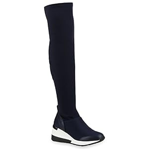 stiefelparadies Sportliche Damen Schuhe Stiefel Overknees Profilsohle Wedges 147503 Dunkelblau 37 Flandell stiefelparadies Sportliche Damen Schuhe Stiefel Overknees Profilsohle Wedges 147503 Dunkelblau 37 Flandell