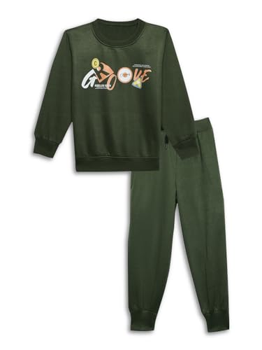 Image of Mack Jonney Printed Round Neck Cotton Fleece Tracksuit Co-Ord Set for Kids-MACK38380