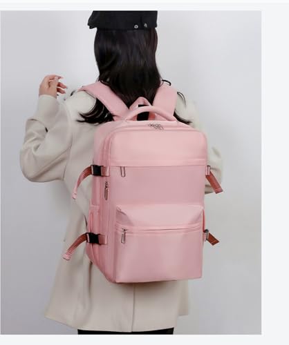 Expandable vacuum compression backpack with large capacity for business travel (Pink+pump)2