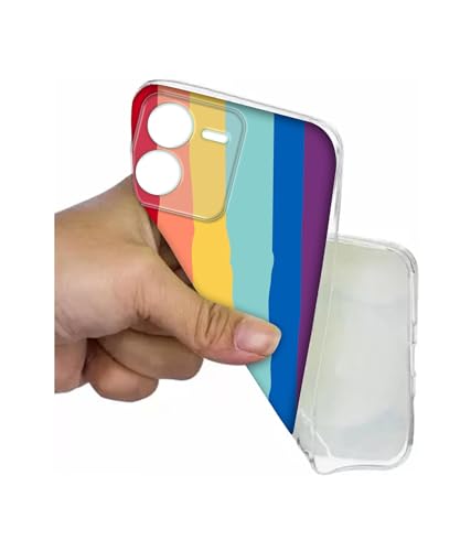 Image of Rainbow Printed Silicon Soft TPU Back Case Cover for iQOO Z9 5G, Blue