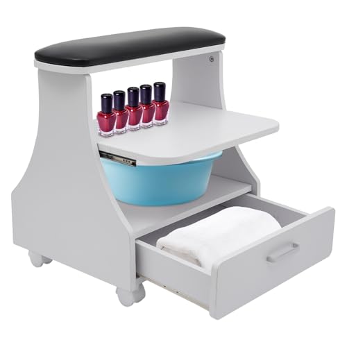 Carro de Pedicura de 3 Niveles para Salón de Belleza Negro miniatura 1
