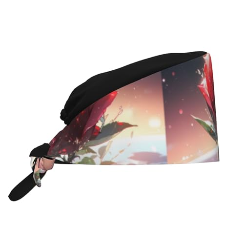 YYHWHJDE Bonnet médical bouffant Lonely Rose on The Planet Prints – Casquettes chirurgicales réglables pour homme et femme