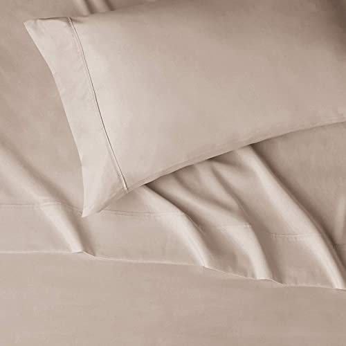 Image of Amazon Basics Lightweight Super Soft Easy Care Wrinkle-Free Breathable Brushed Microfiber 3-Piece Bed Sheet Set with 14-Inch Deep Pockets, Twin, Taupe, Solid