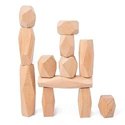 Curious Melodies (Jumbo Wooden Stones – Natural) | Wooden Toy Stacking Blocks | Balancing Jumbo Block Set | Stacking…