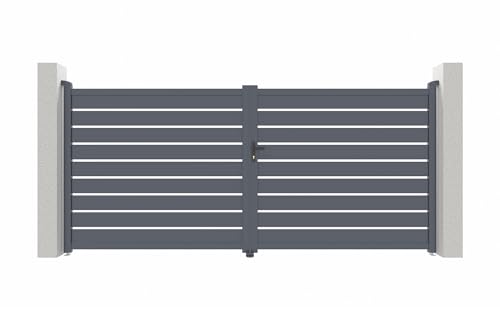 Casanoov Doppelflügeltor aus Aluminium 3m VOGEL H.180cm grau